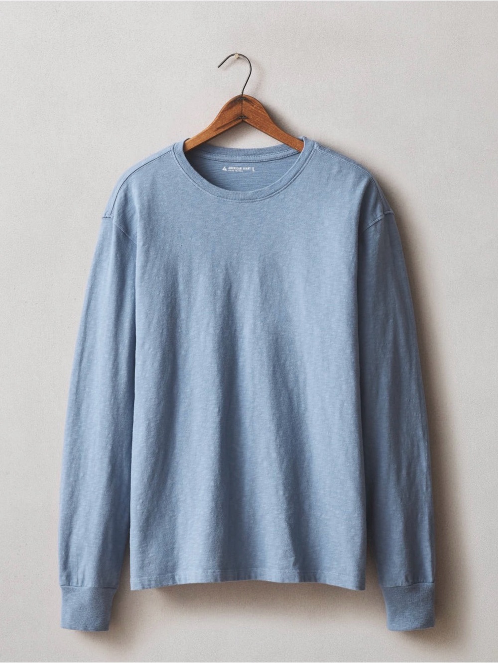 American Giant Blue Slub Long Sleeve Tee S NWOT Cotton USA Made Shirt